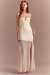 Cut Out Backless High Slit Slip Sleeveless Maxi Dress