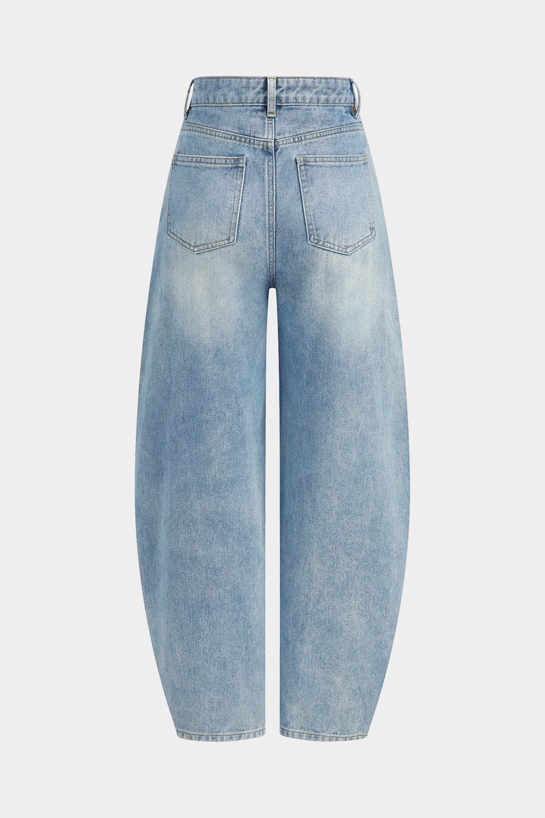 Denim Asymmetrical Button Barrel Jeans