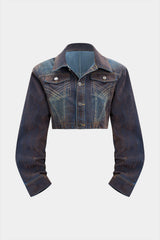 Denim Button Shoulder Pads Outerwear