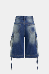 Denim Pocket Tie-Up Shorts