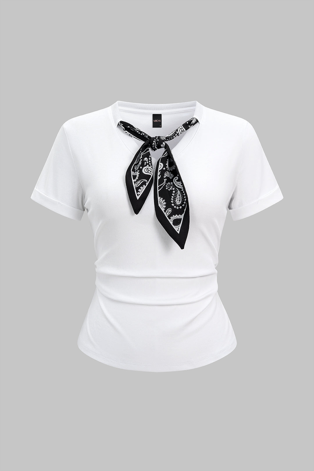 Artistic Print Tie-Up Short Sleeve T-shirt