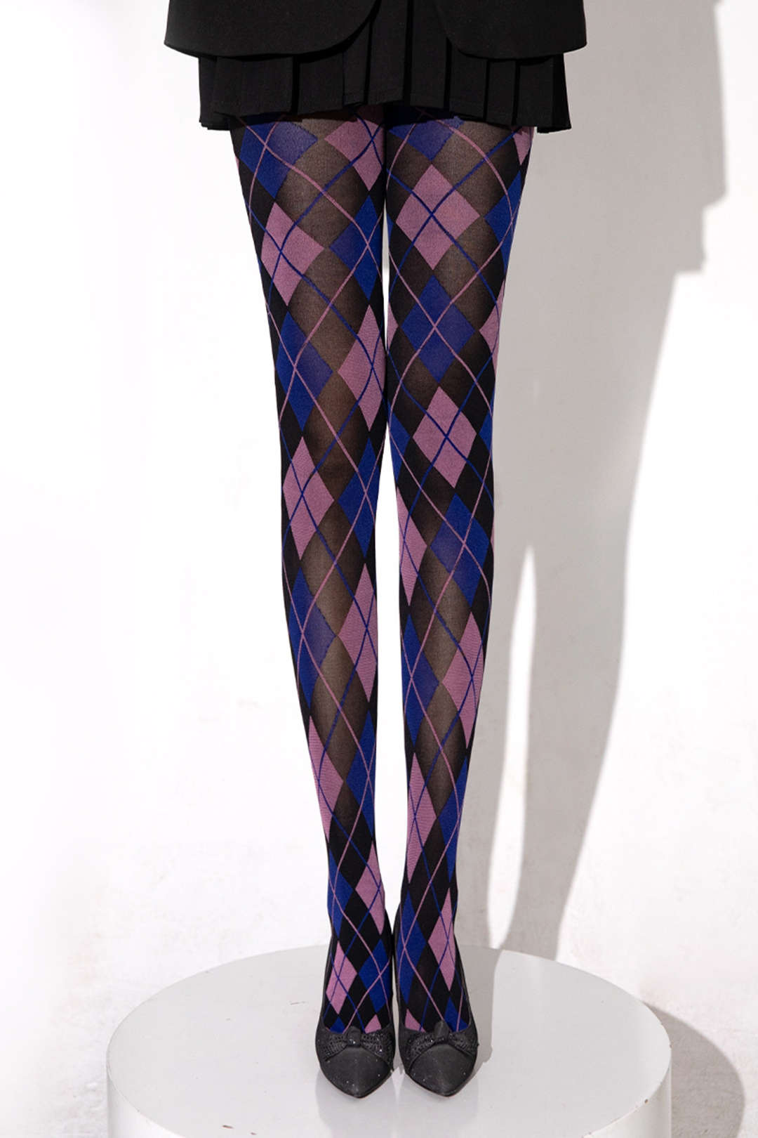 Contrast Argyle Print Tights