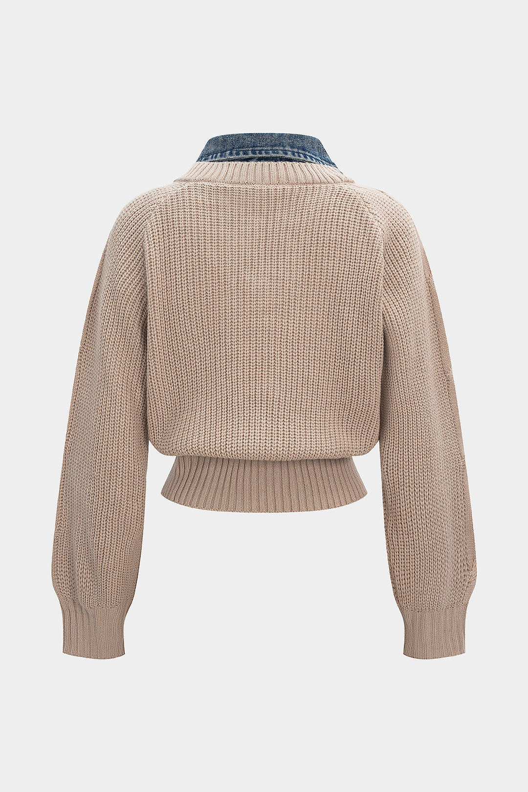 Cable Knit Patchwork Long-Sleeve Top