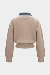 Cable Knit Patchwork Long-Sleeve Top