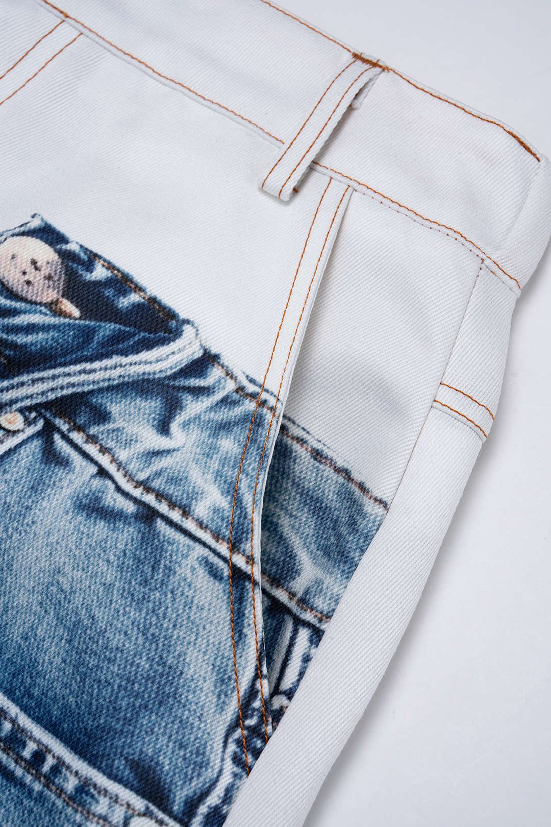 Denim Print Wide Leg Pants