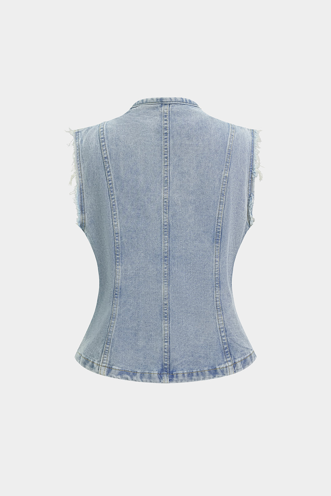 Denim Button Frayed Vest