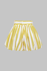 Contrast Stripe Print Ruched Shorts