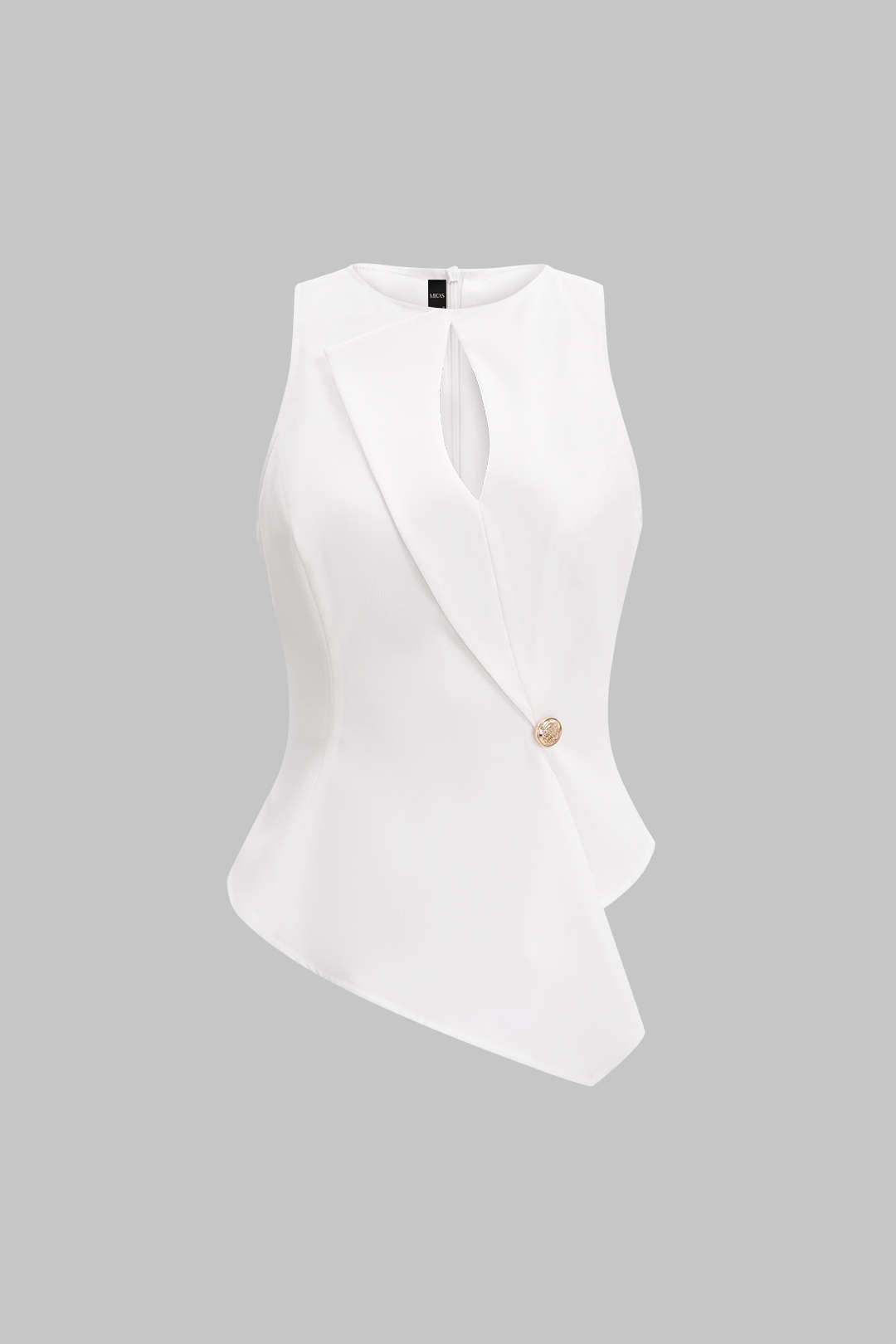 Cut Out Asymmetrical Button Tank Top