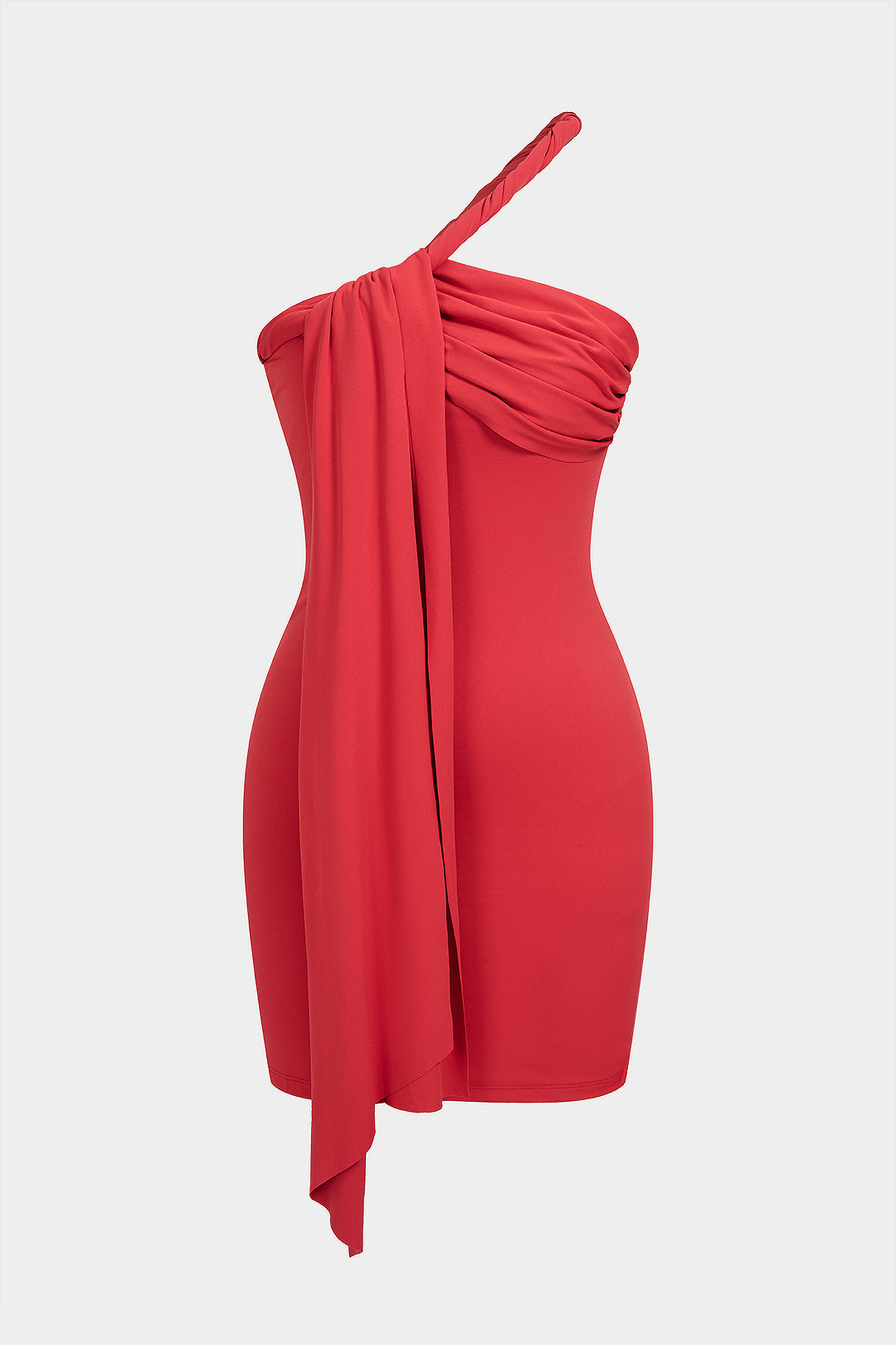 Asymmetrical Twist Knot Ruched Sleeveless Mini Dress