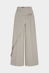 Asymmetrical Metallic Straight  Leg  Pants