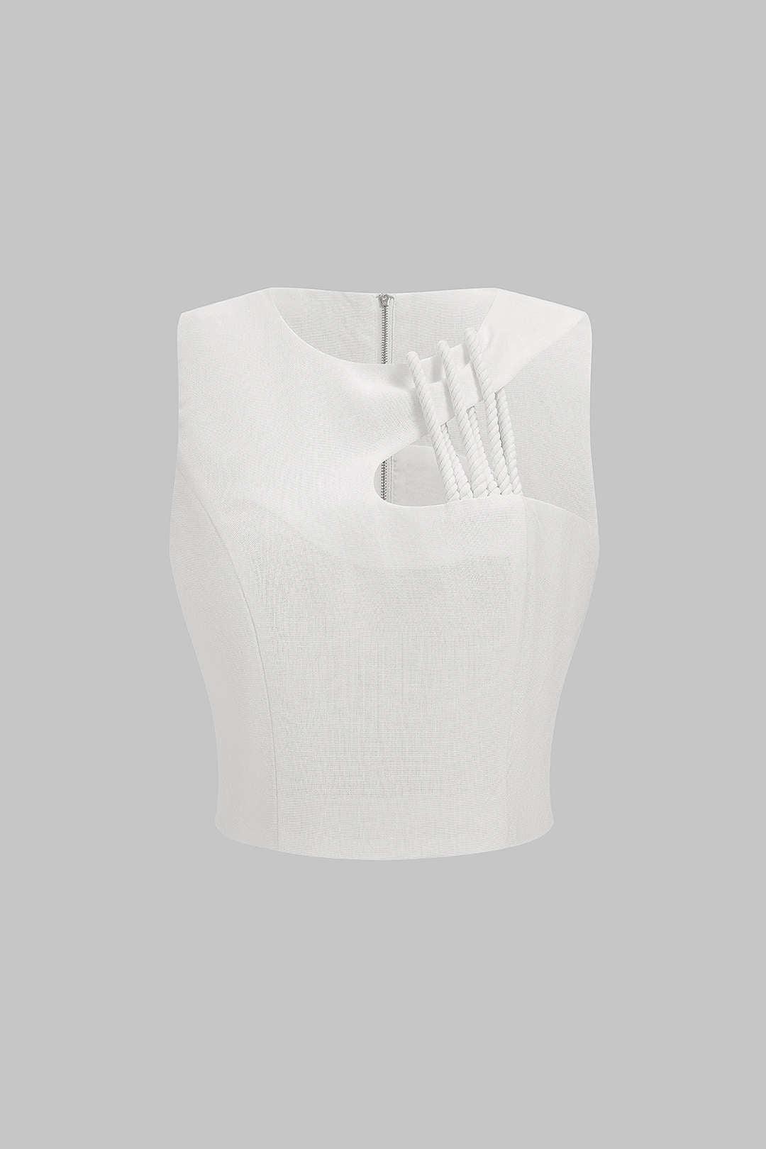 Cut Out Asymmetrical Zipper Tank Top