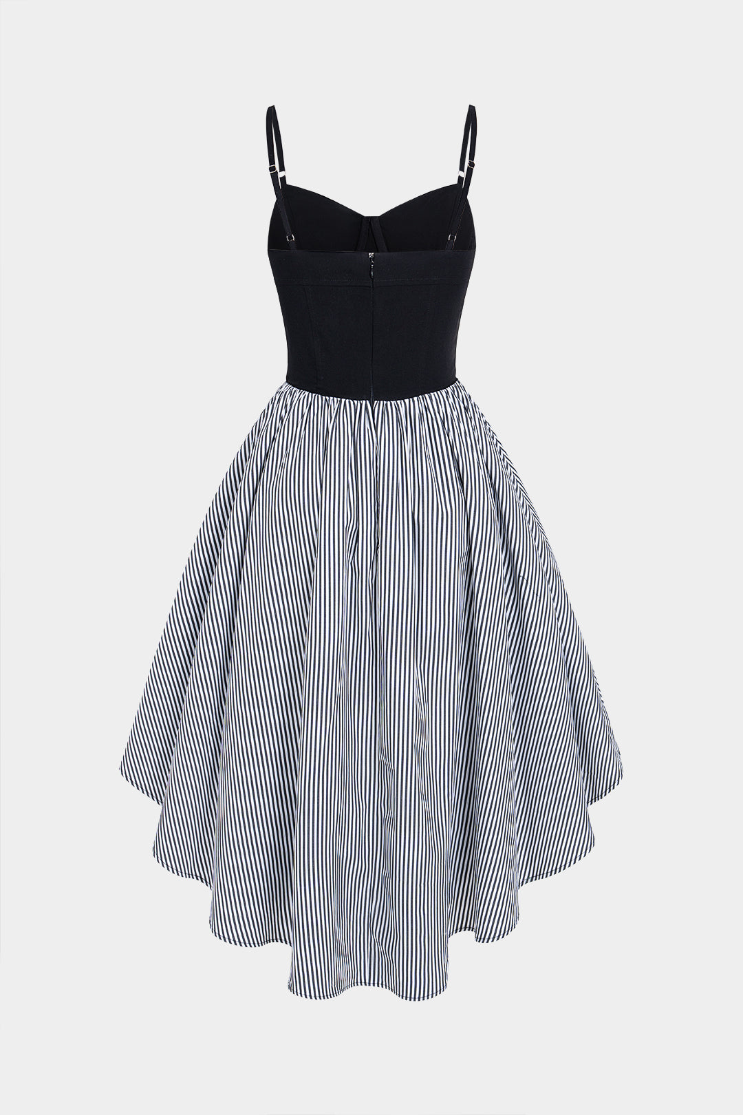 Contrast Stripes Print Asymmetrical Ruched Sleeveless Midi Dress