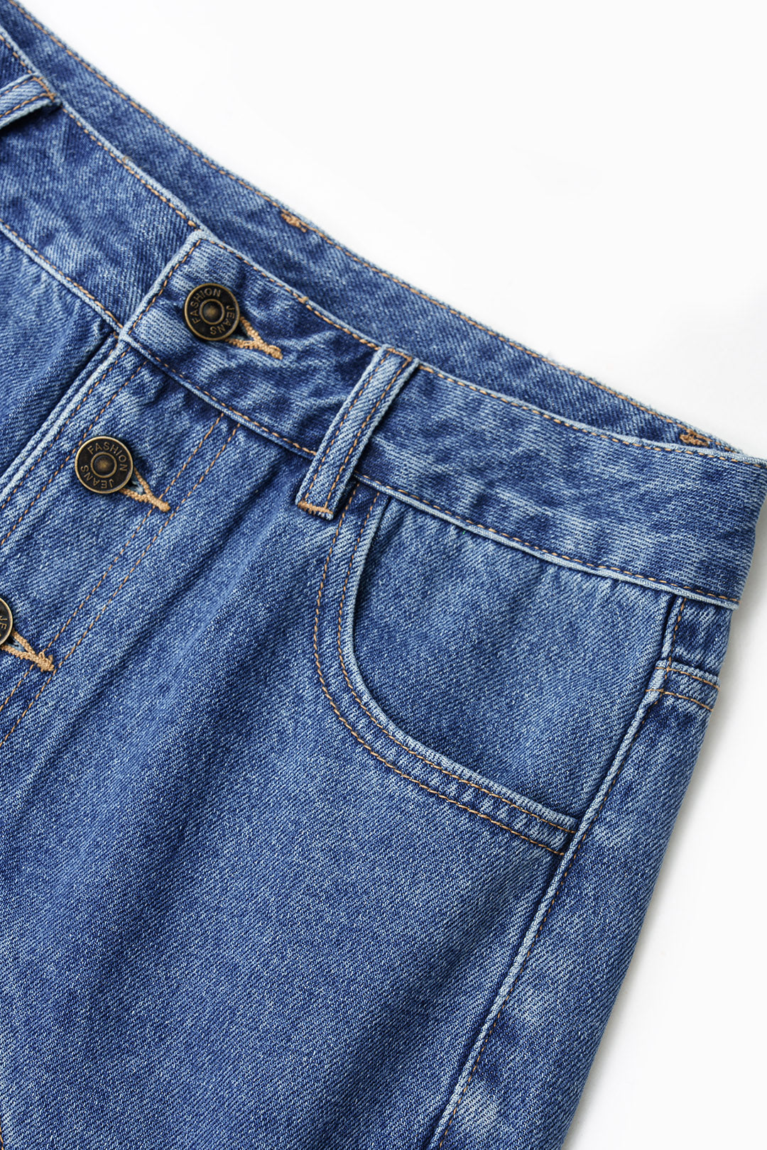 Denim Asymmetrical Button Shorts