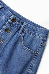 Denim Asymmetrical Button Shorts