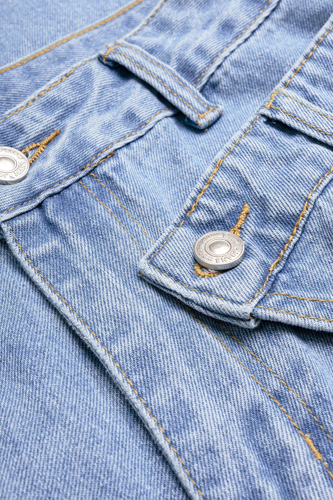 Denim Double Waistband High Waist Wide Leg Jeans