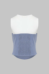 Contrast Stripes Print Asymmetrical Knotted Tank Top