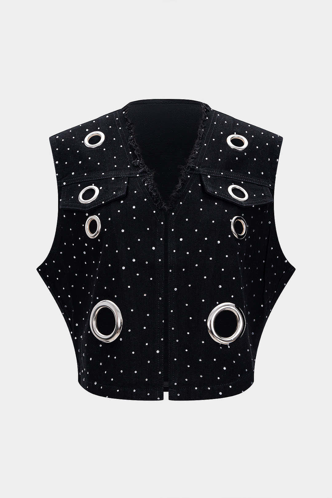 Denim Metallic Eyelet Vest