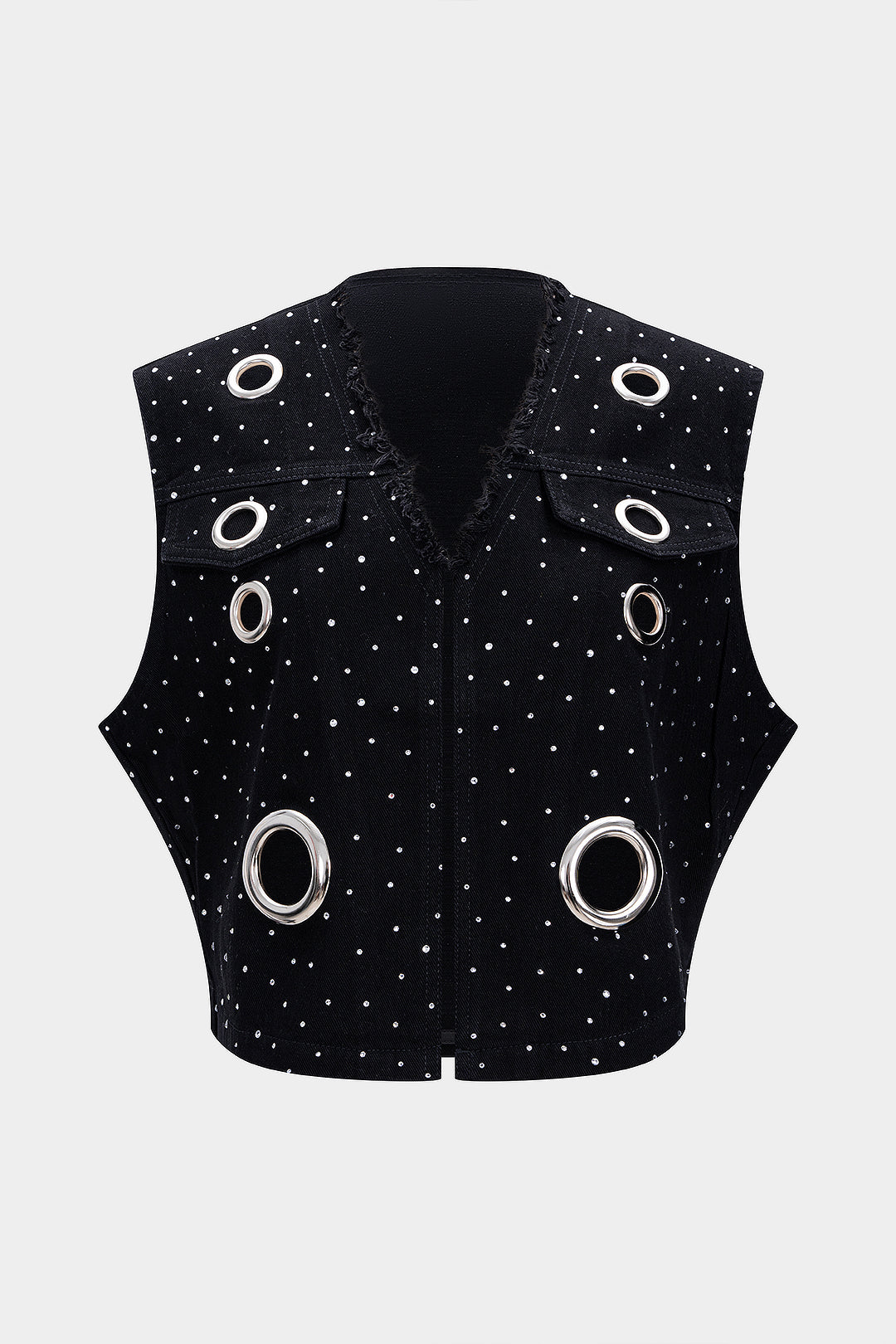 Denim Metallic Eyelet Vest