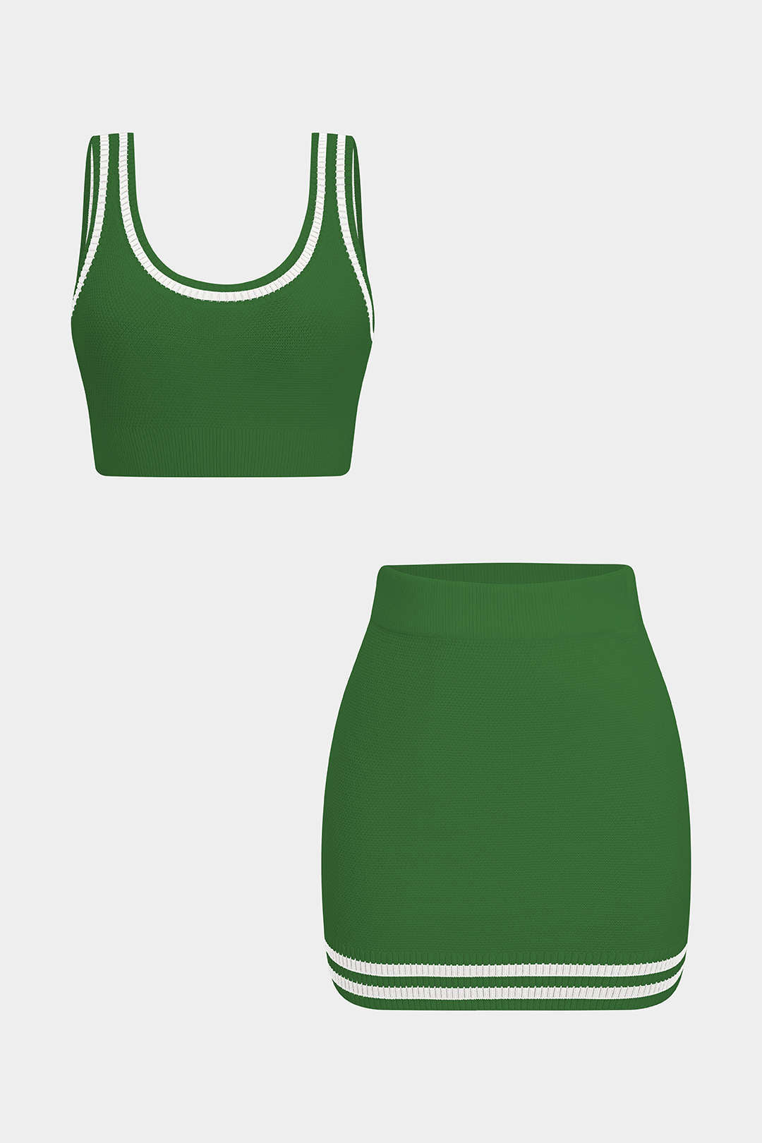 Contrast Knit Cami Top And Skirt Set