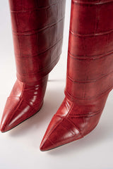 Crocodile Print Mid Calf Boots