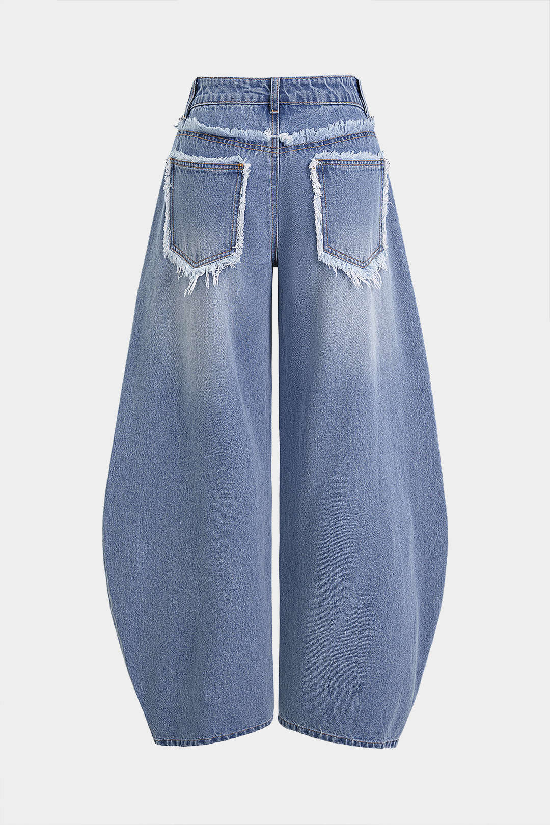 Denim Frayed Wide Leg Jeans