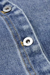 Denim Asymmetrical Button Tube Top