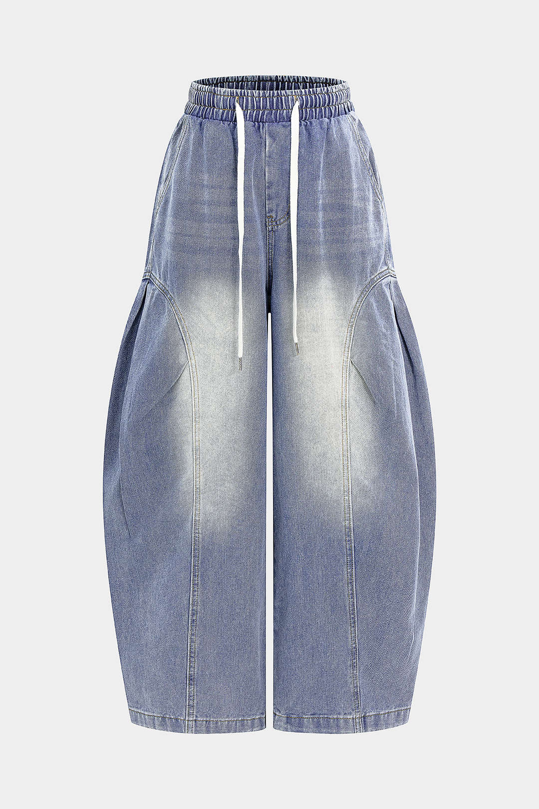 Denim Drawstring Shirred Waistband Jeans