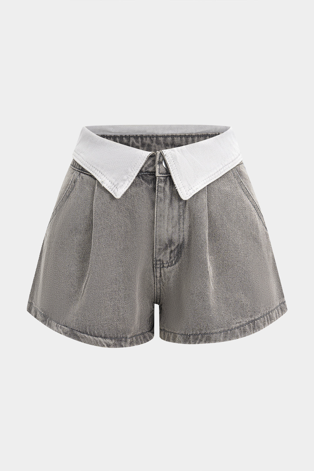 Denim Contrast High Waist Wide Leg Shorts