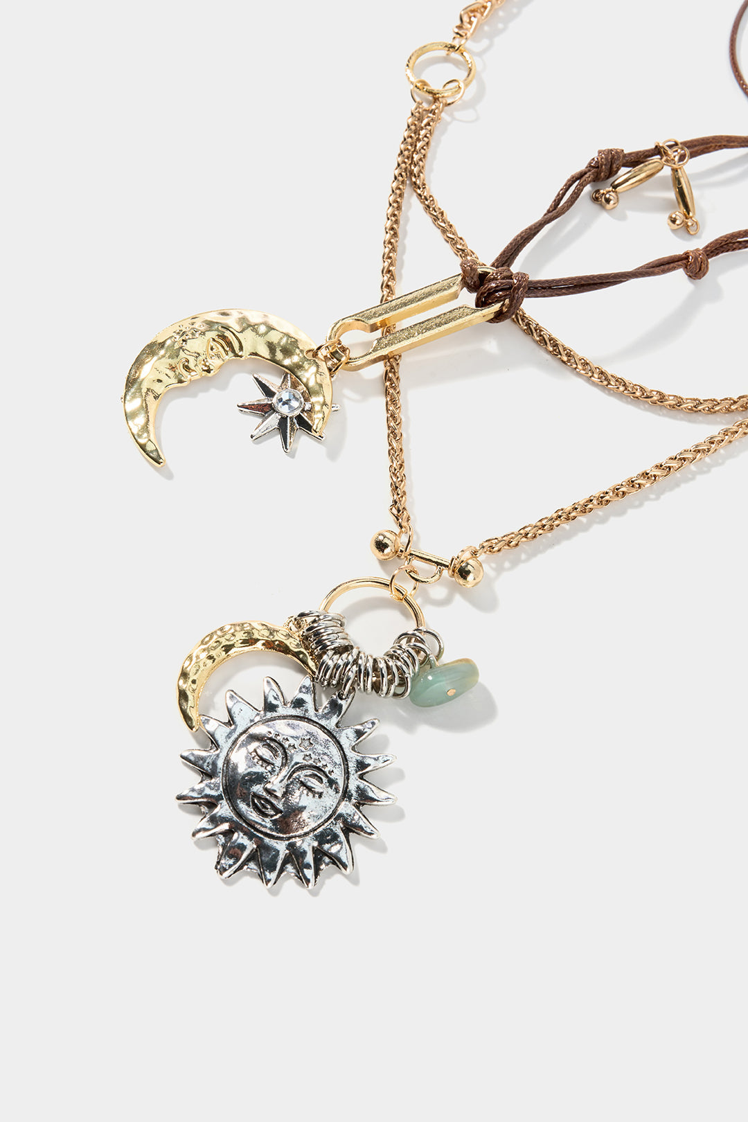 Alloy Multi-Layer Sun Moon Necklace