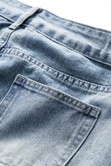 Denim Bow Patchwork Tie-Up Skirt