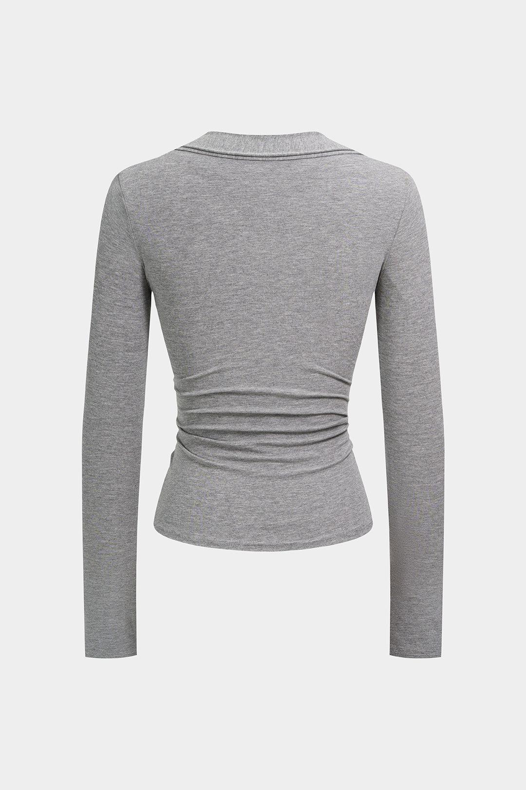 Crossed Ruched Long-Sleeve Top