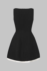 Contrast Binding Button Detail Sleeveless Mini Dress