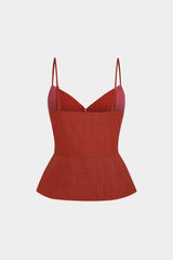 Button Ruched Tie-Up Cami Top