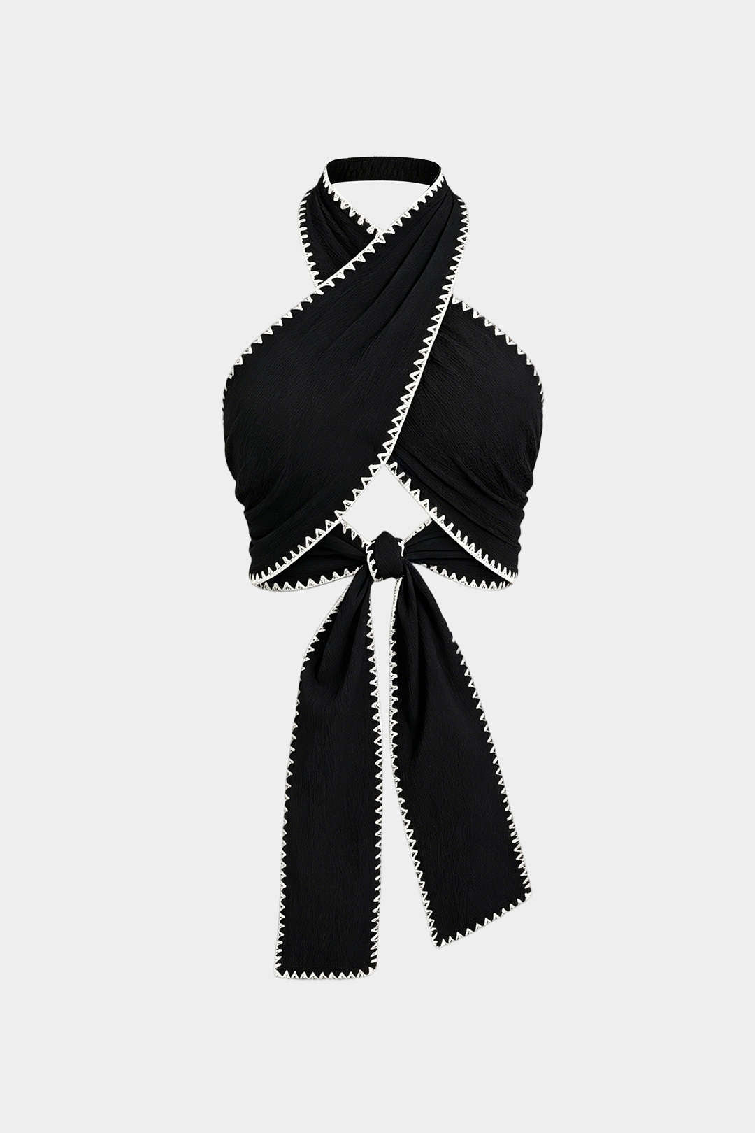Contrast Binding Crossed Tie-Up Backless Tank Top