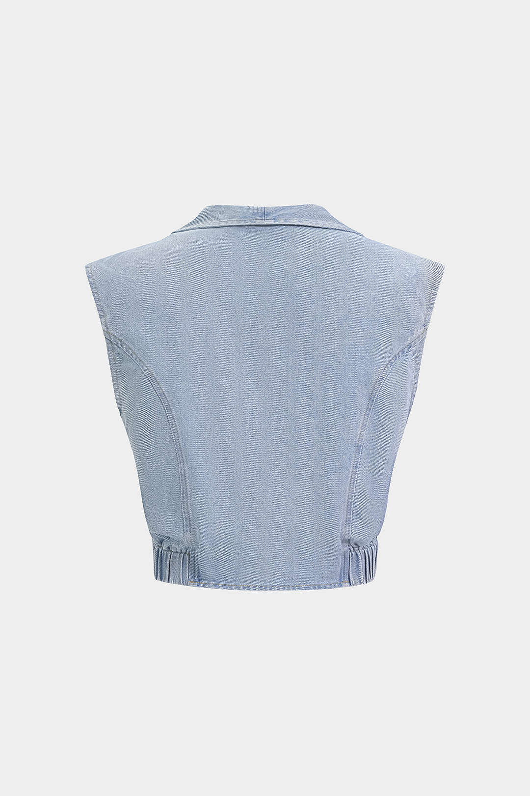Denim V-Neck Asymmetrical Zipper Vest