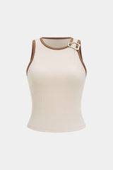 Contrast Metallic Decor Sleeveless Tank Top