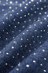 Denim Bow Rhinestone Straight Leg Jeans