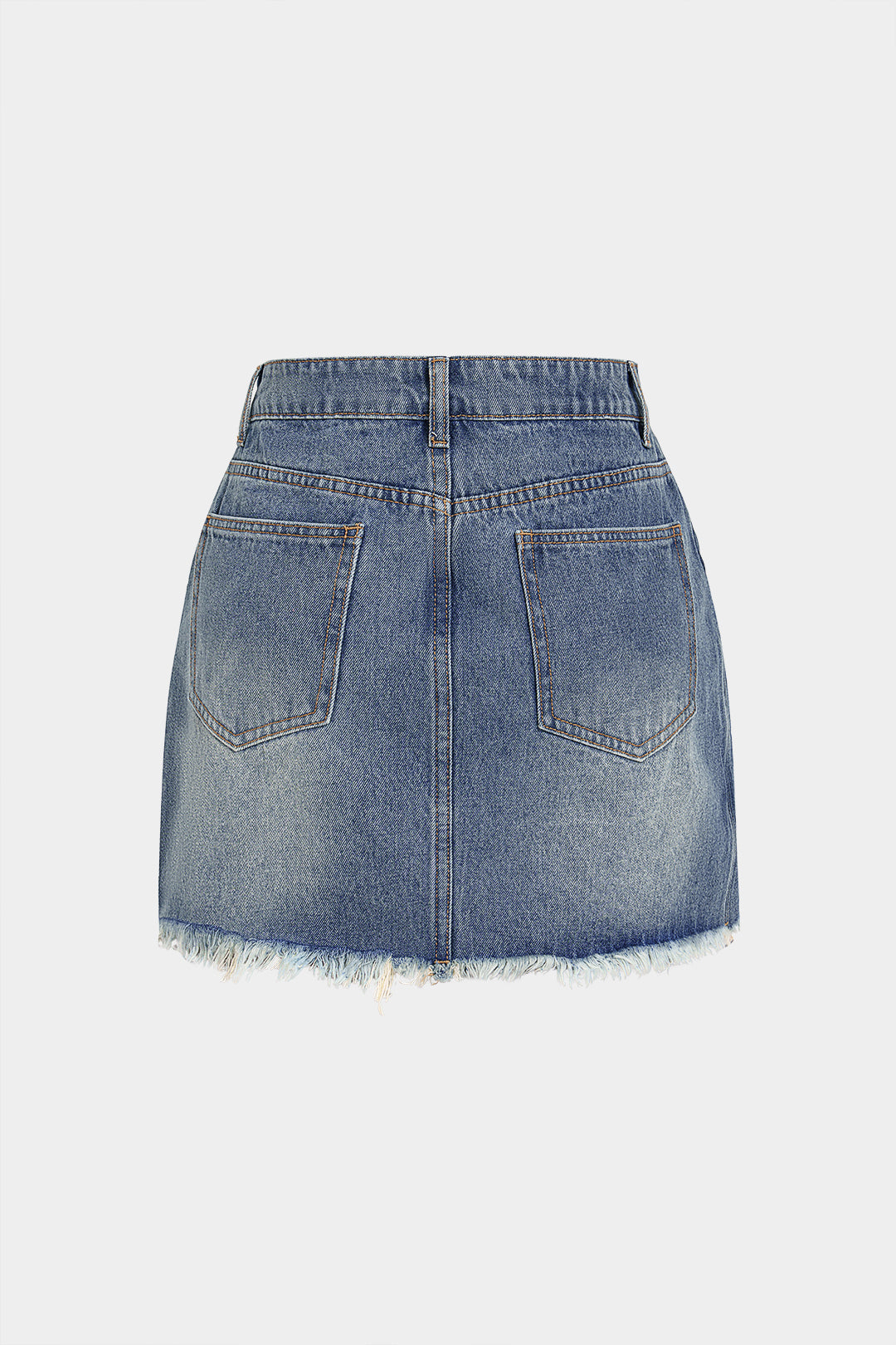 Denim Asymmetrical Frayed Skirt