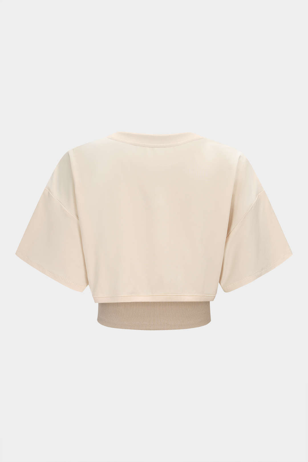 Contrast Asymmetrical Round Neck Two-Piece Short Sleeve Top