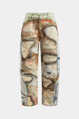 Abstract Print Button Pocket Trousers