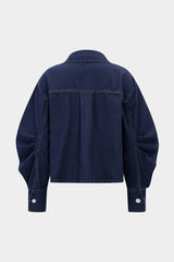 Denim Bow Ruched Outerwear