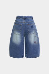 Denim Belted Pocket Shorts