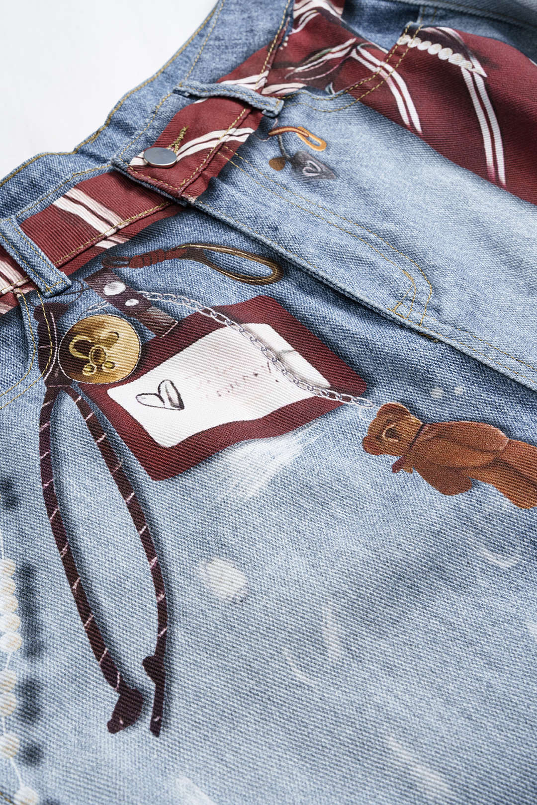 Denim Illusion Print High Waist Jeans