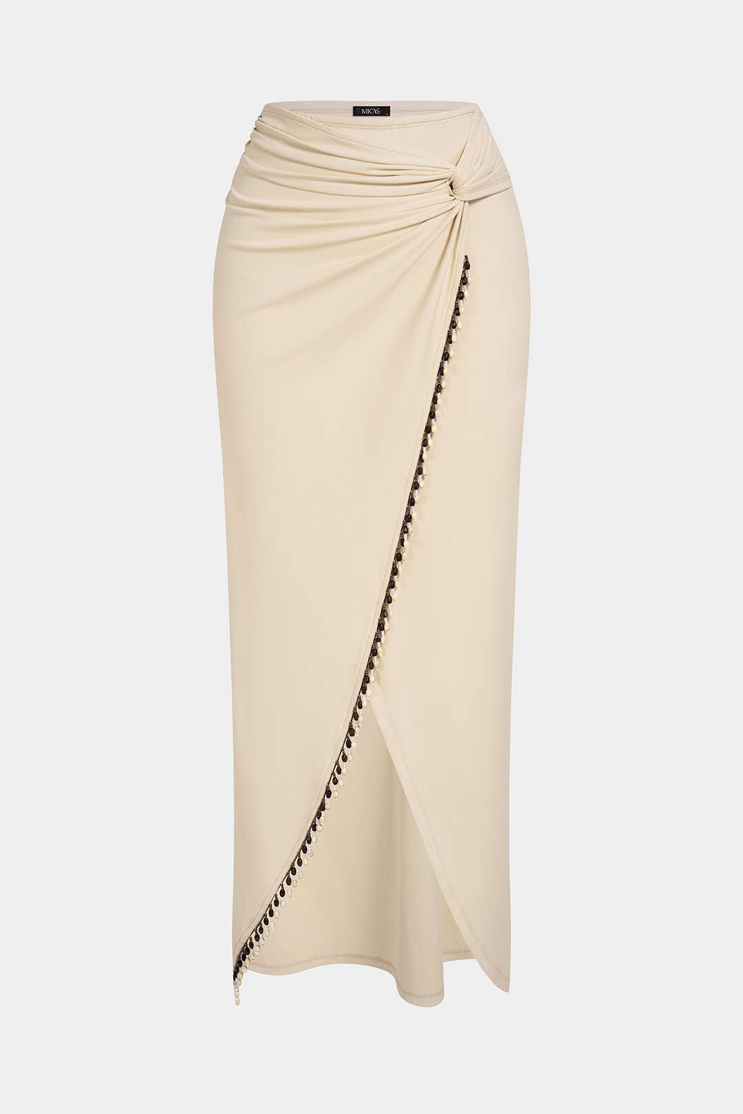 Beaded Asymmetrical Ruched Skirt