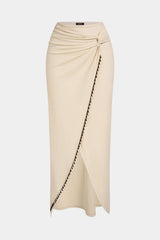 Beaded Asymmetrical Ruched Skirt