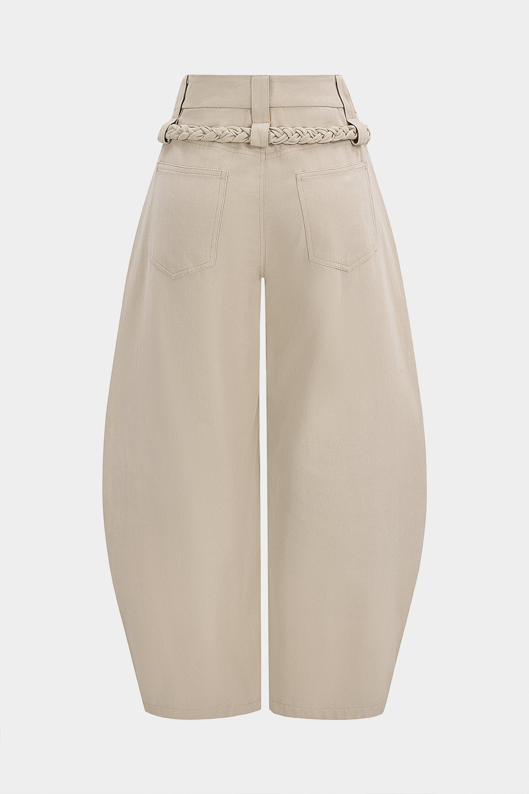 Braided Belted Pocket Wide Leg Pants