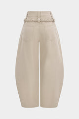 Braided Belted Pocket Wide Leg Pants