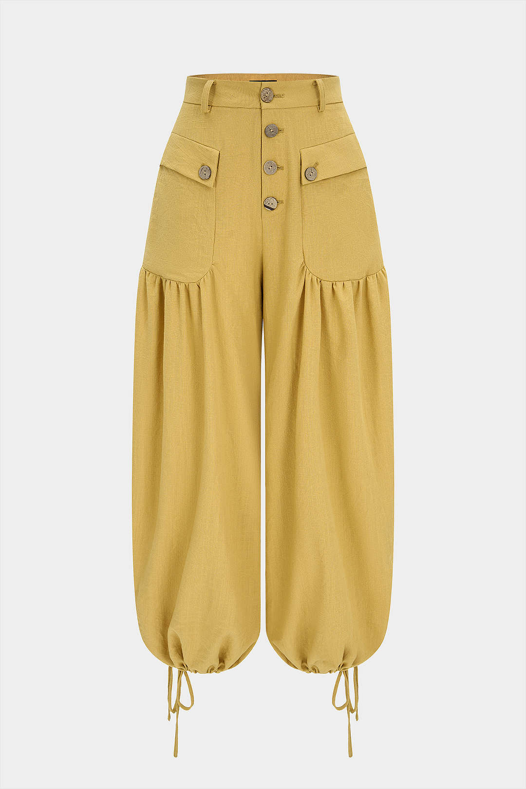 Button Pocket Tie-Up Pants