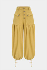 Button Pocket Tie-Up Pants