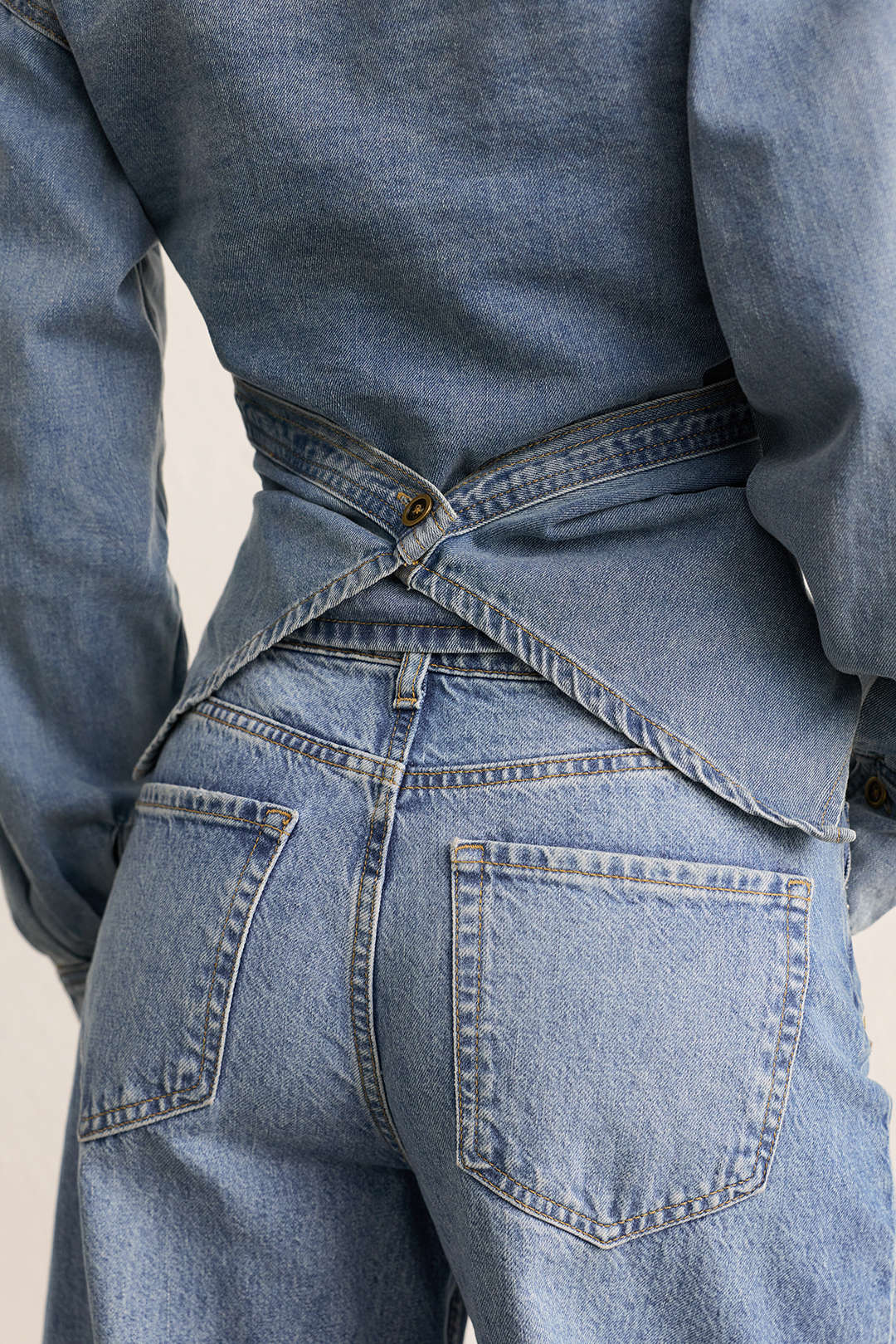 Denim Ruched Crossed Outerwear